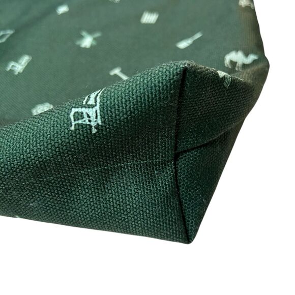 Market Tote Bag Canvas Fully Lined Leather Handles Green Patterned NRF Logo - Picture 5 of 10